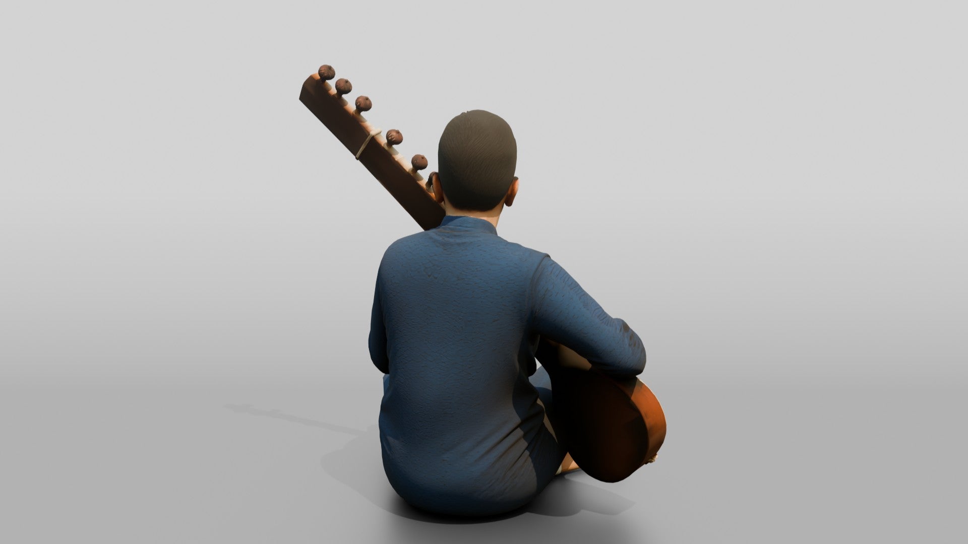 Sitar Player Sitting Cross-Legged