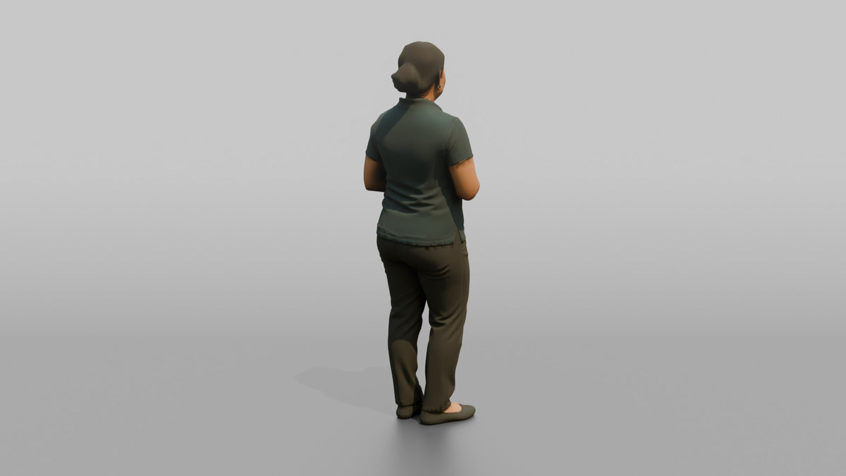 Spa Receptionist Woman Holding A Scented Candle - 3D character model, view 3