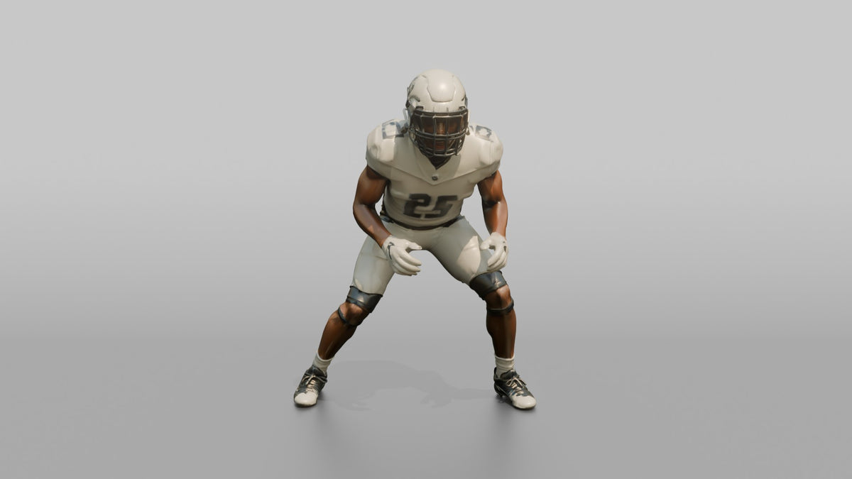 Cornerback in Press Coverage Stance - 3D character model, view 4