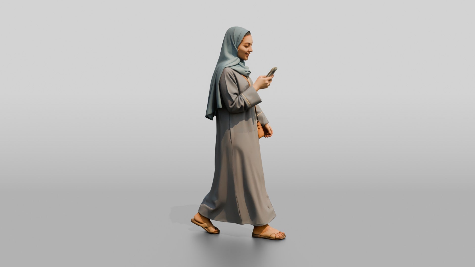 Slender Young Saudi Woman in Abaya and Hijab