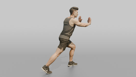 Fitness Influencer Man Doing A Calf Stretch Against An Invisible Wall - 3D character model