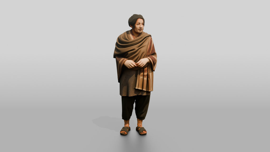 Homeless Woman Wrapped in a Thick Wool Shawl