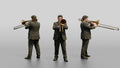 Trombone Player Extending Slide
