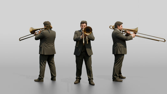 Trombone Player Extending Slide