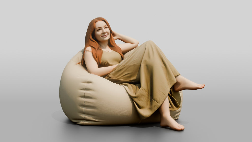 Woman Lounging on a Bean Bag