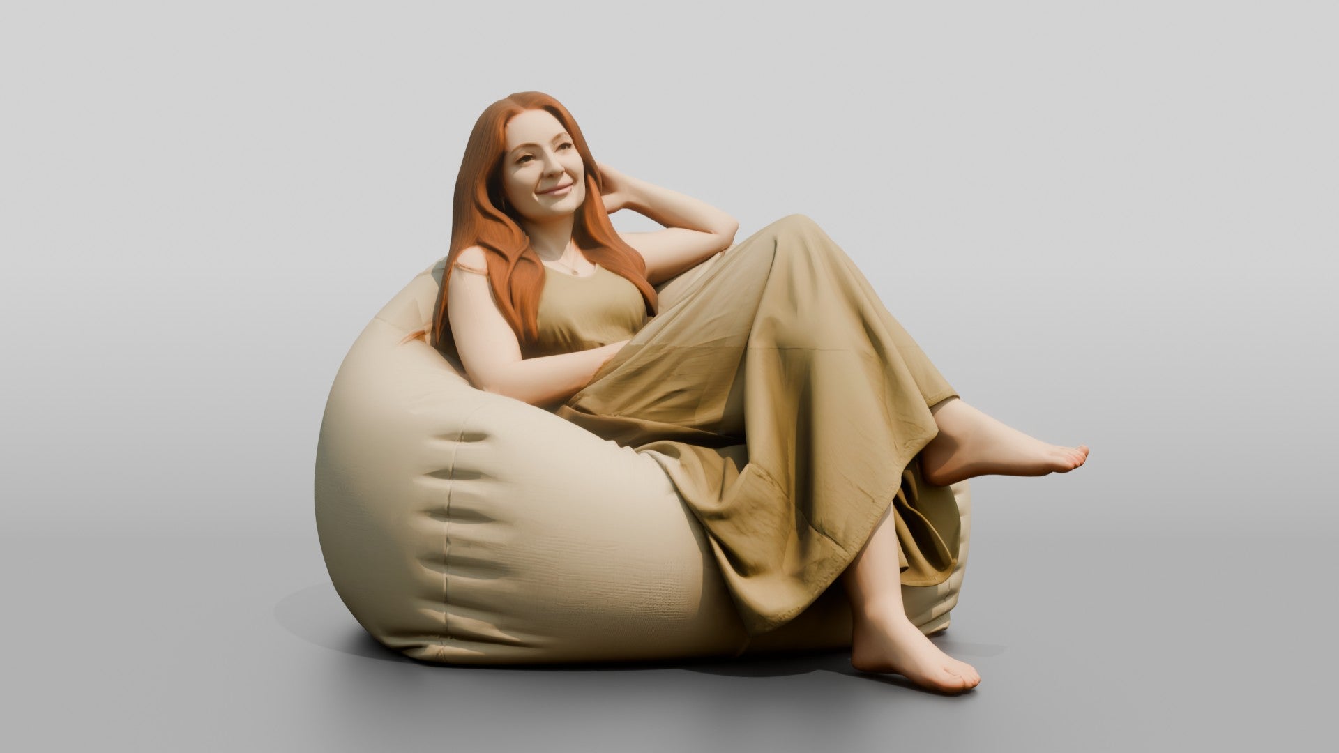 Woman Lounging on a Bean Bag