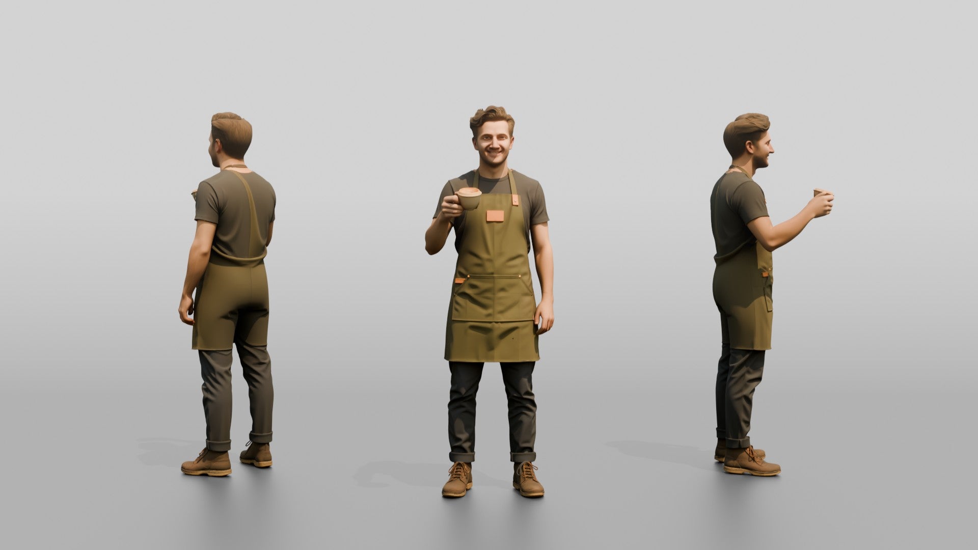 Young Man Barista Creating Latte Art