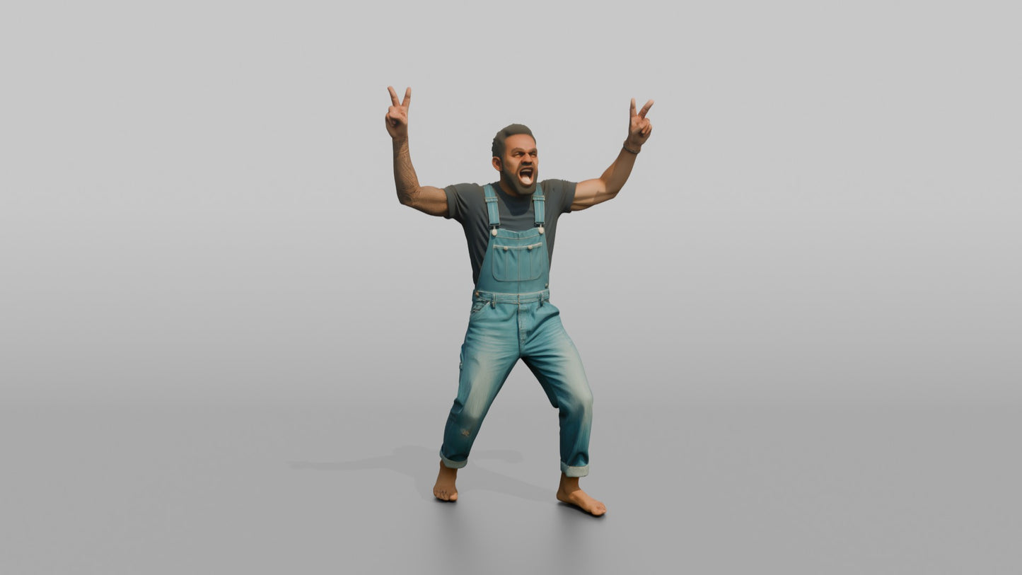 Protester Man Making Peace Signs