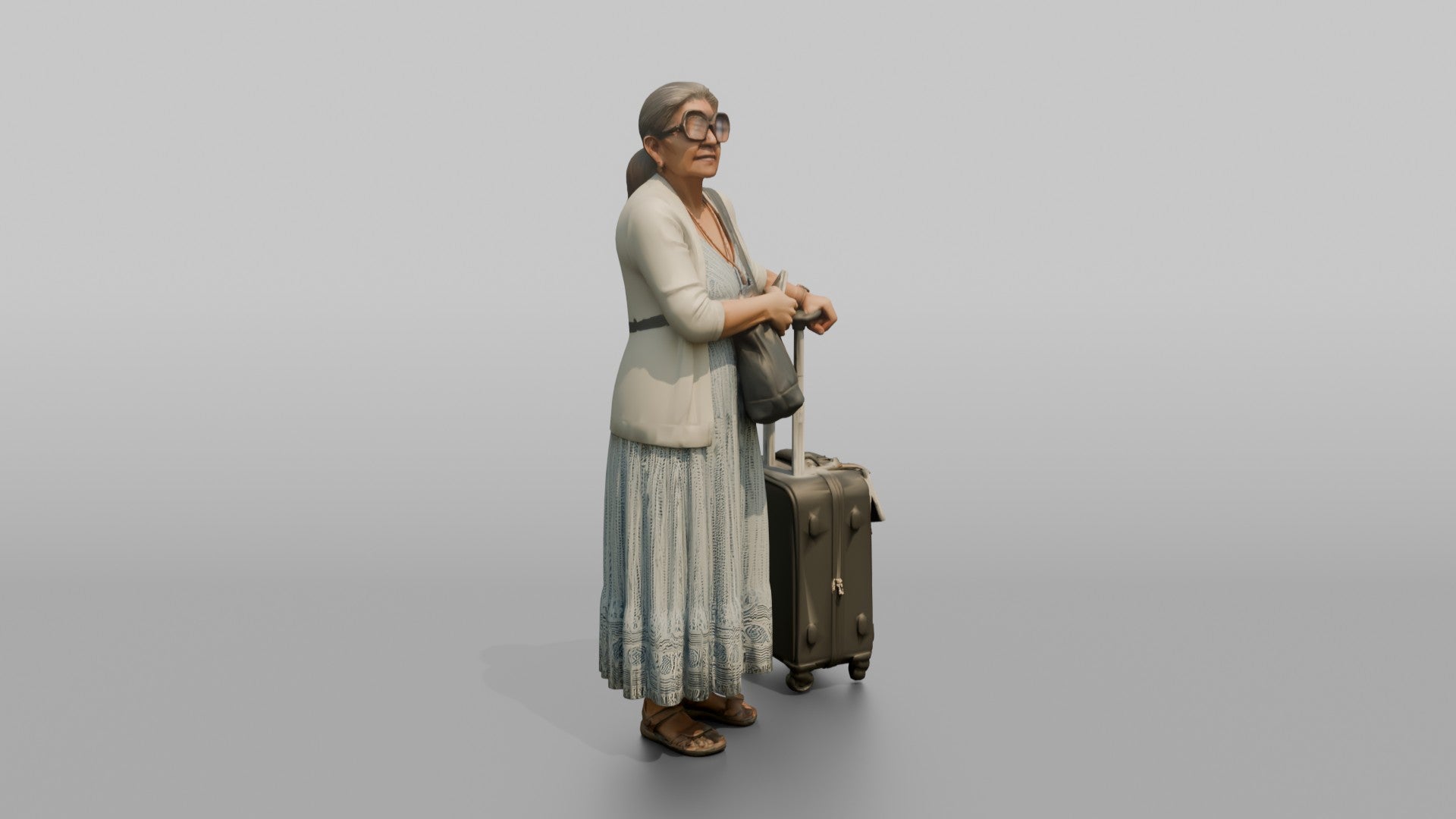 Traveler Hugging Her Carry-On Bag