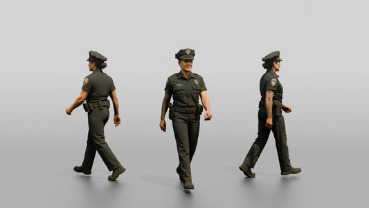 Tattooed Female Police Officer on Patrol
