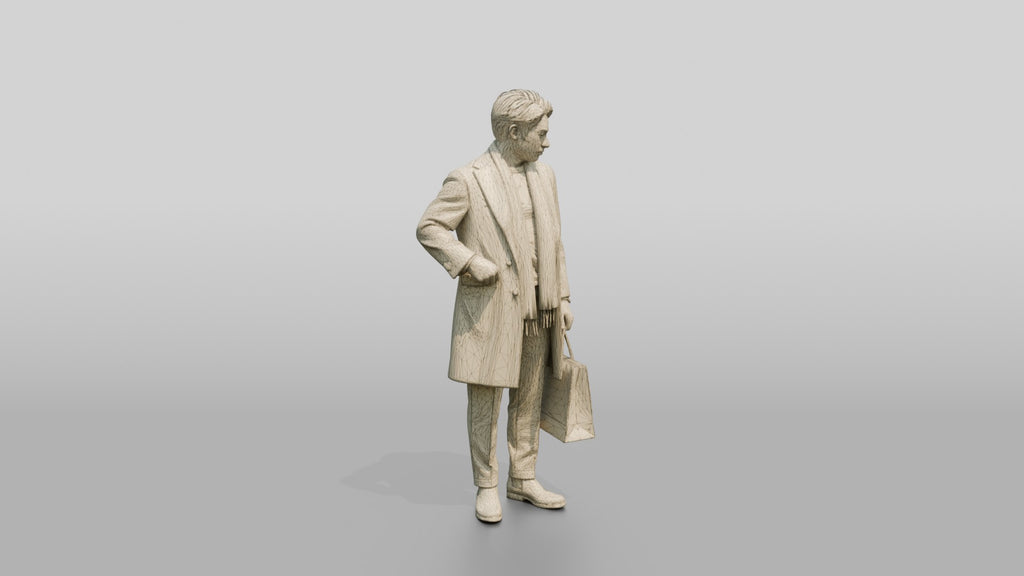 Man Standing in Olive Wool Coat