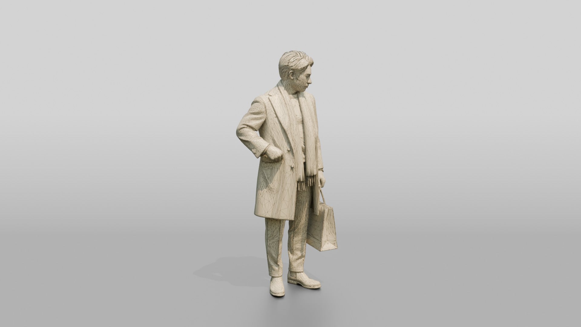 Man Standing in Olive Wool Coat