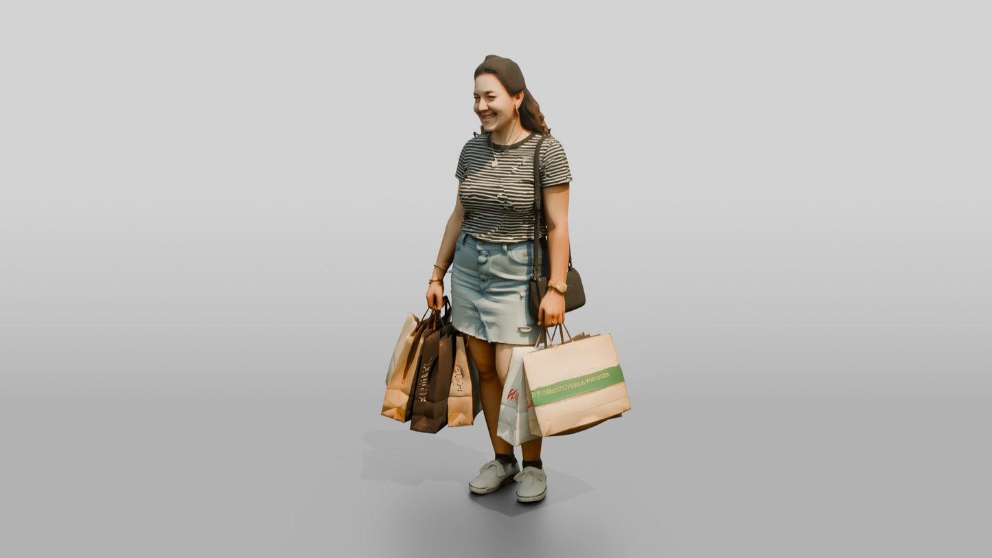 Stocky Italian Young Woman Holding Shopping Bags