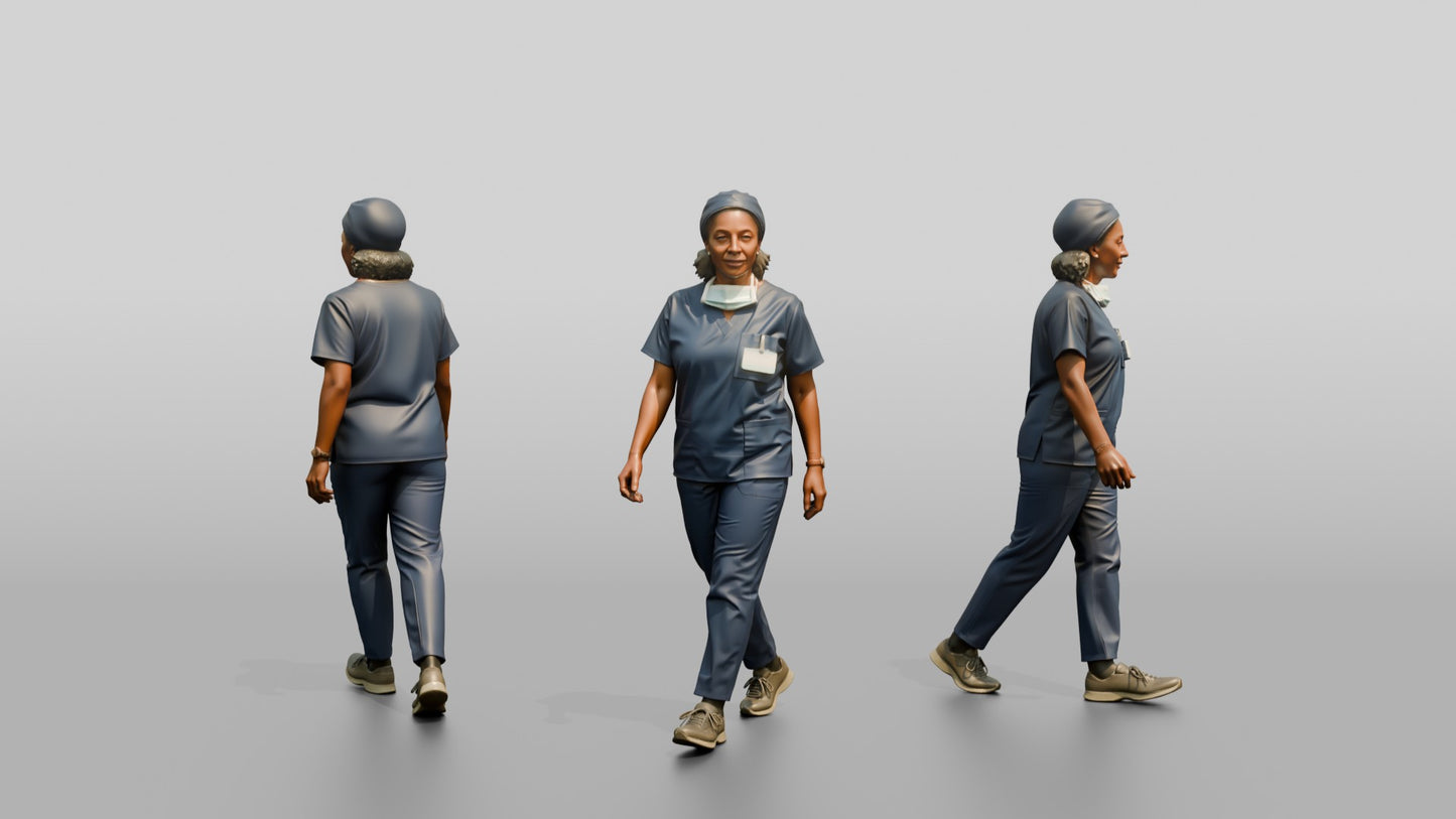 Older Black Woman Doctor Walking