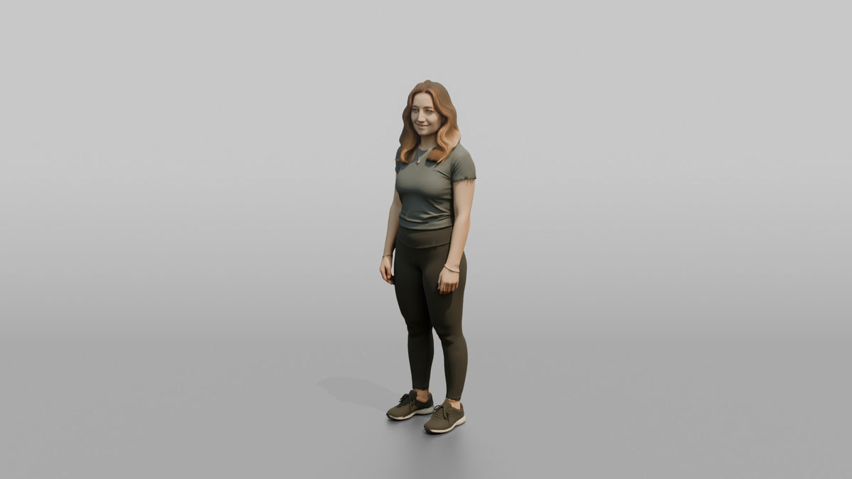 Physique Model Woman Standing With Arms At Sides, Relaxed Confident Pose - 3D character model, view 4