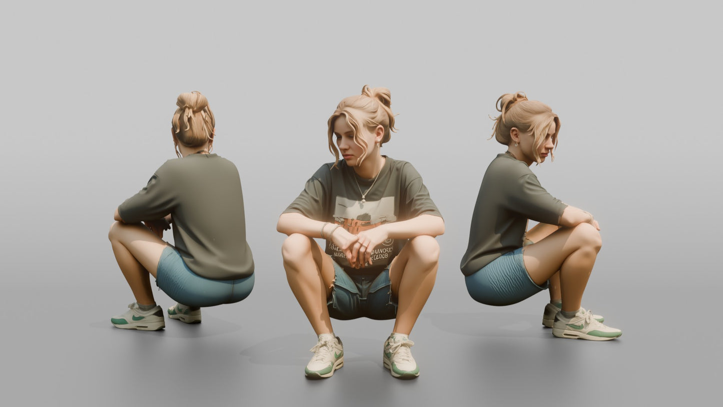 Teenager Sitting on a Curb in Streetwear