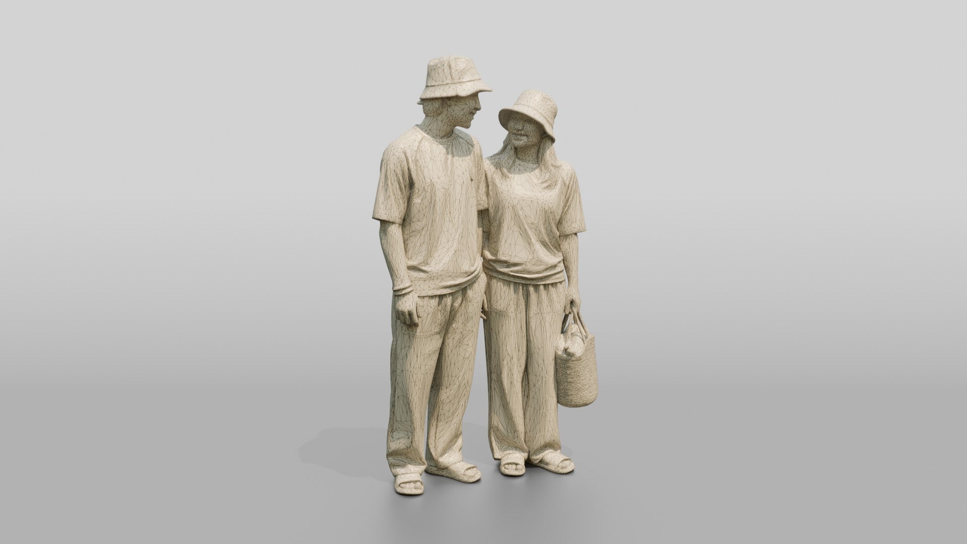 Surf Couple Standing Together on Beach