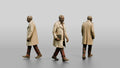 Elderly African Man in a Trench Coat Holding a Tablet