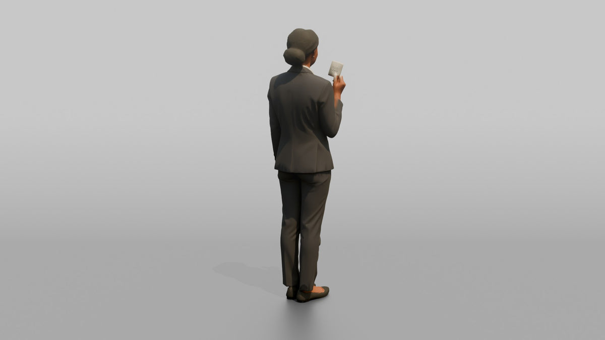 Receptionist Man Holding A Room Key Card - 3D character model, view 3