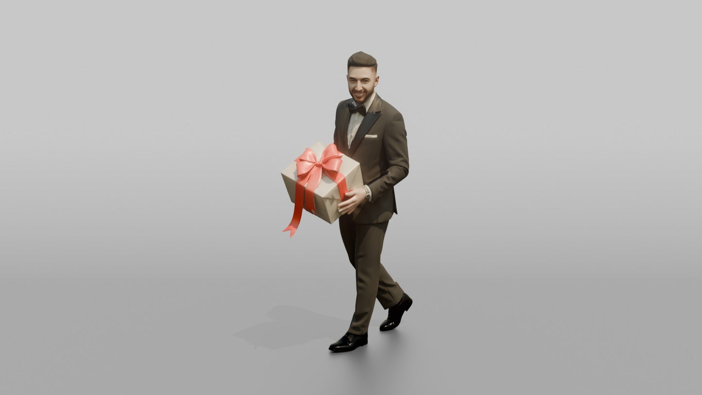 Wedding Guest Carrying a Boxed Gift