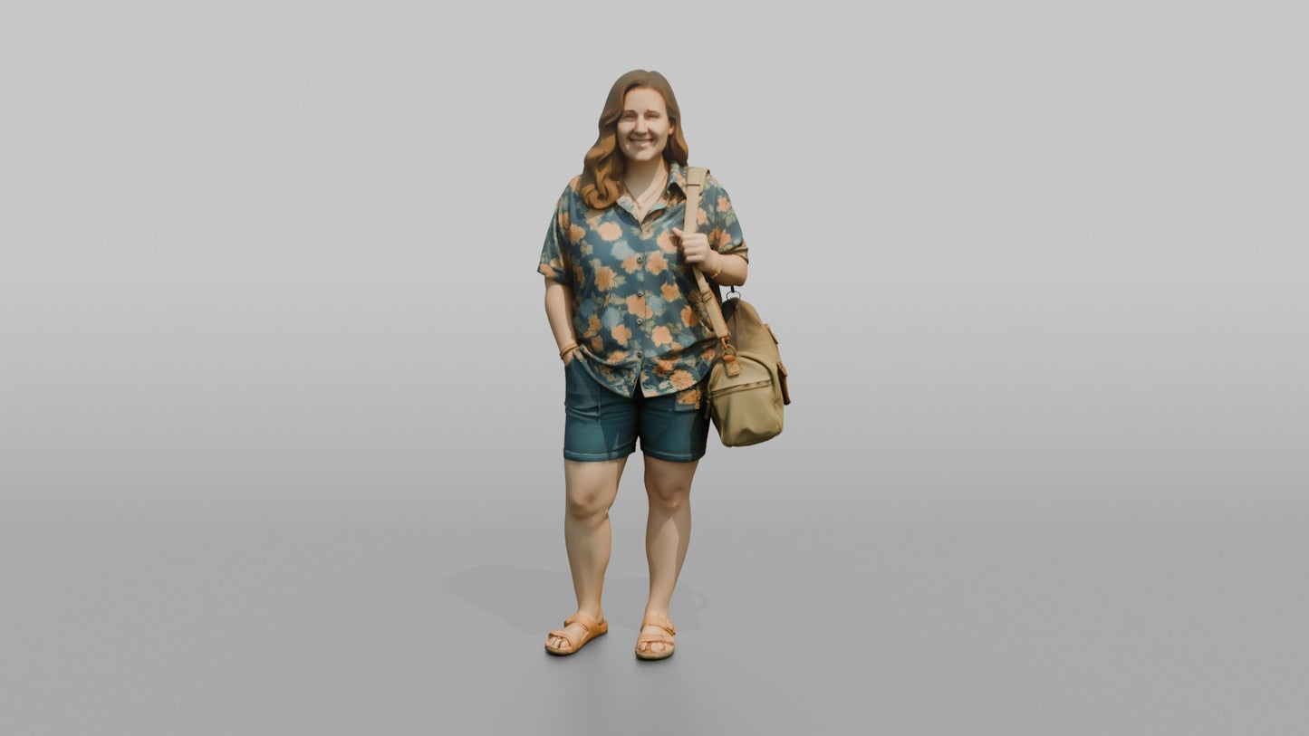 Vacationer Wearing Loose Floral Shirt