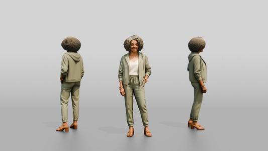 African-American Woman in Summer Tracksuit