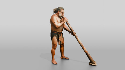 Didgeridoo Player with Painted Instrument - 3D character model, view 1