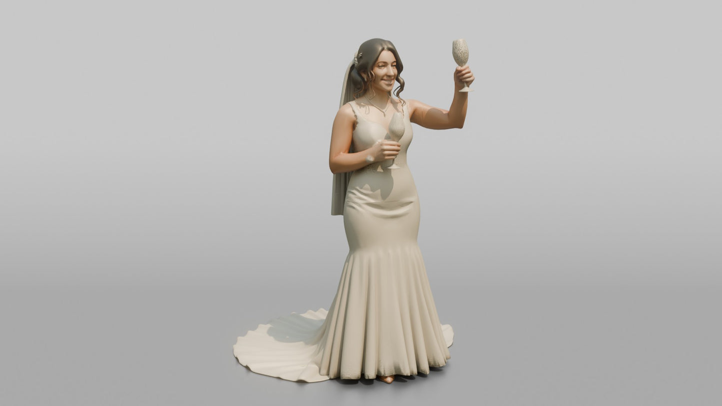 Latina Bride Toasting with a Champagne Glass