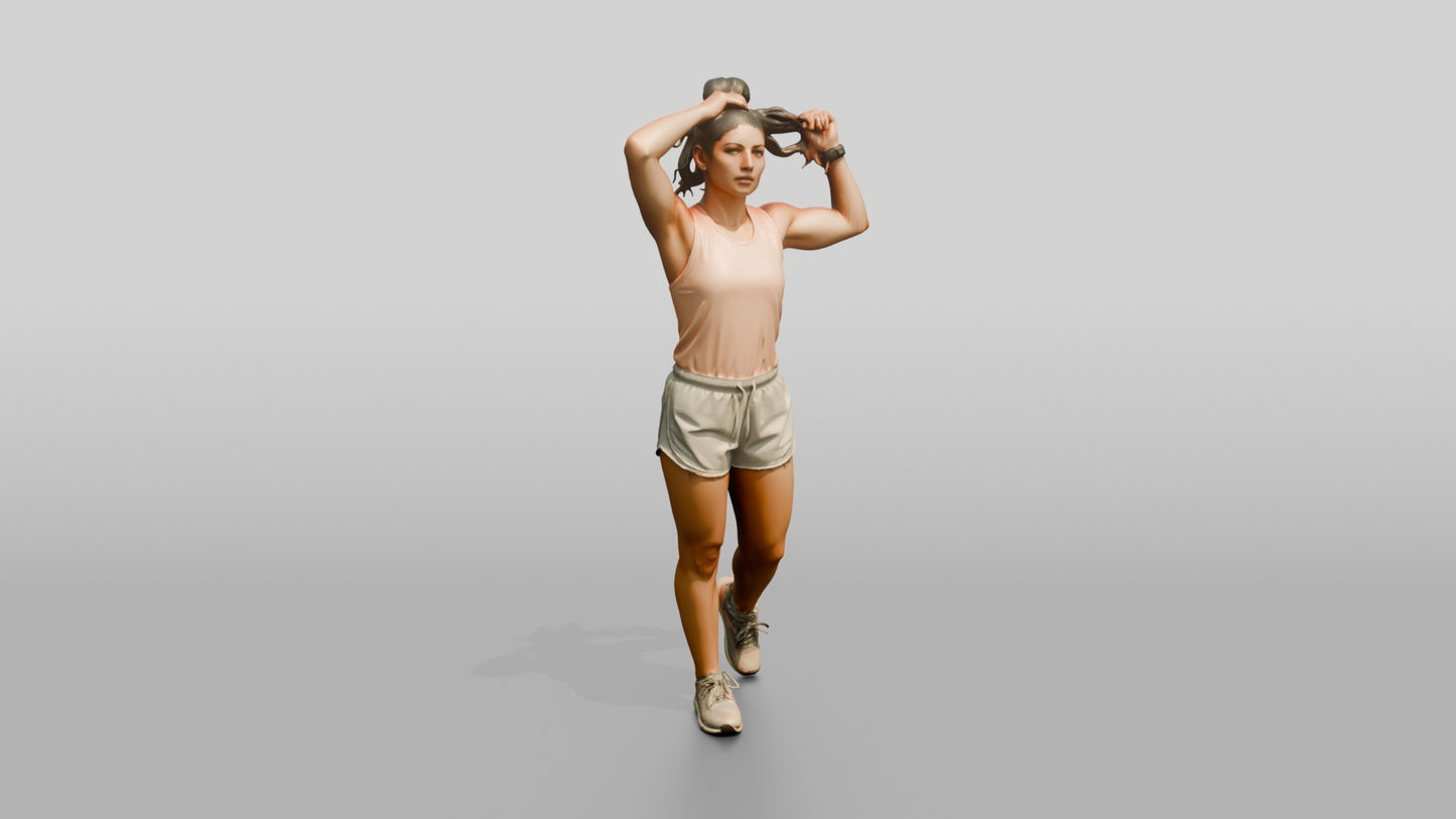 Athletic Greek Woman Tying Her Hair Back