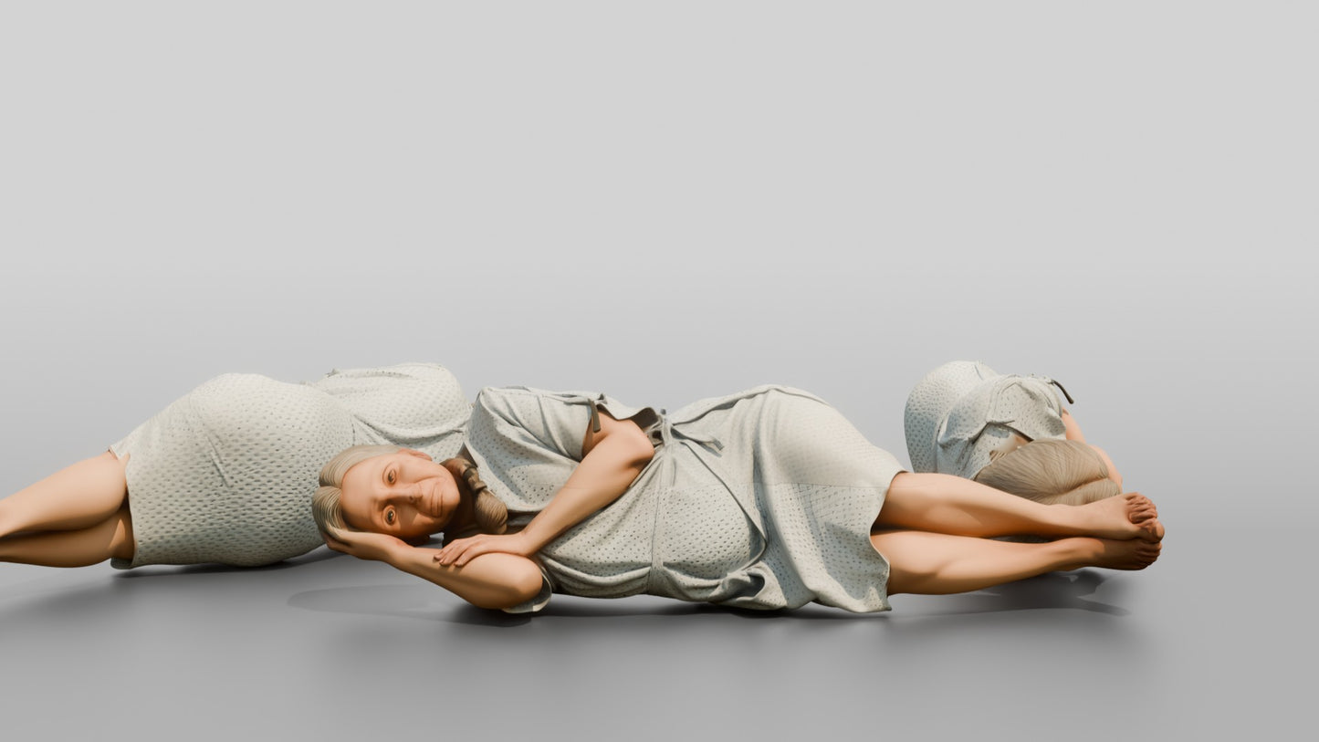 Elderly Woman Patient Resting on the Floor