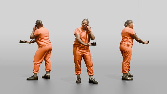 Black Female Prisoner in an Orange Jumpsuit