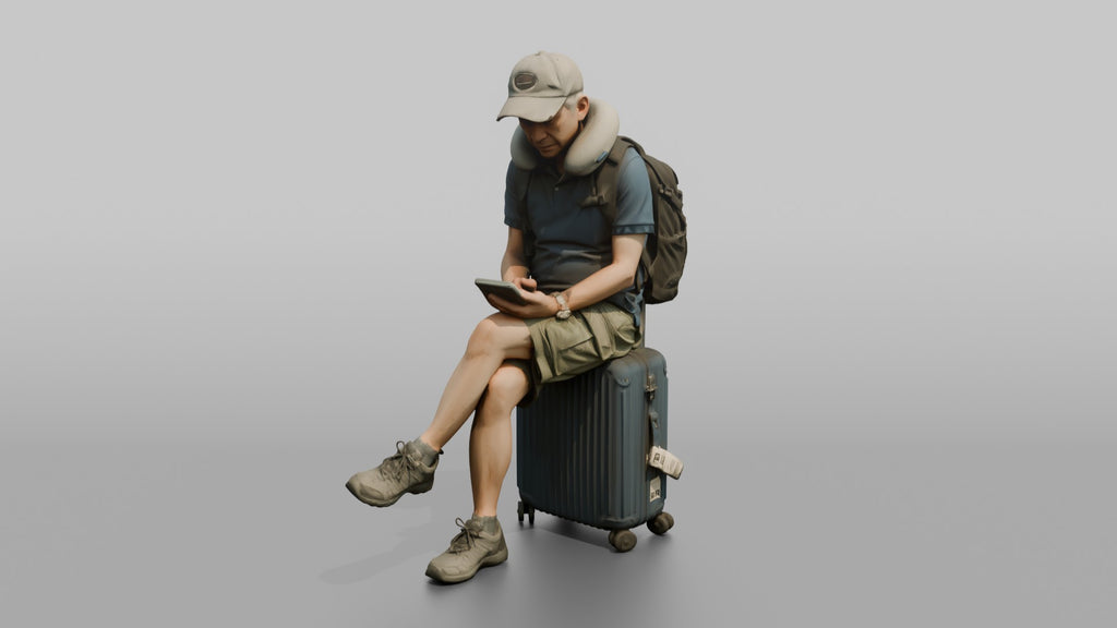 Traveler Resting On His Suitcase