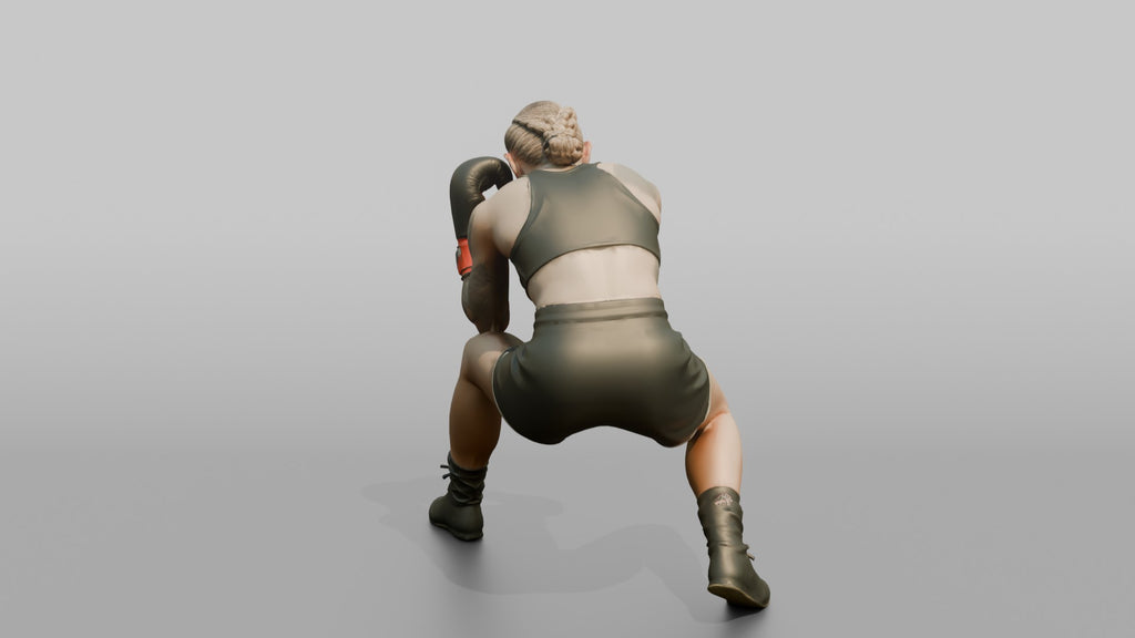 Boxer Low Ducking Weave Defensive Stance