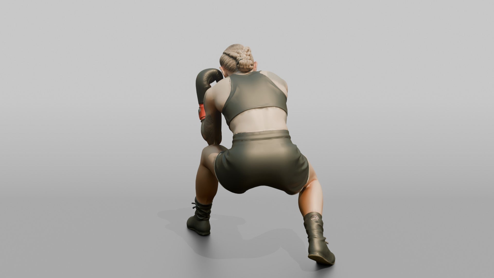 Boxer Low Ducking Weave Defensive Stance