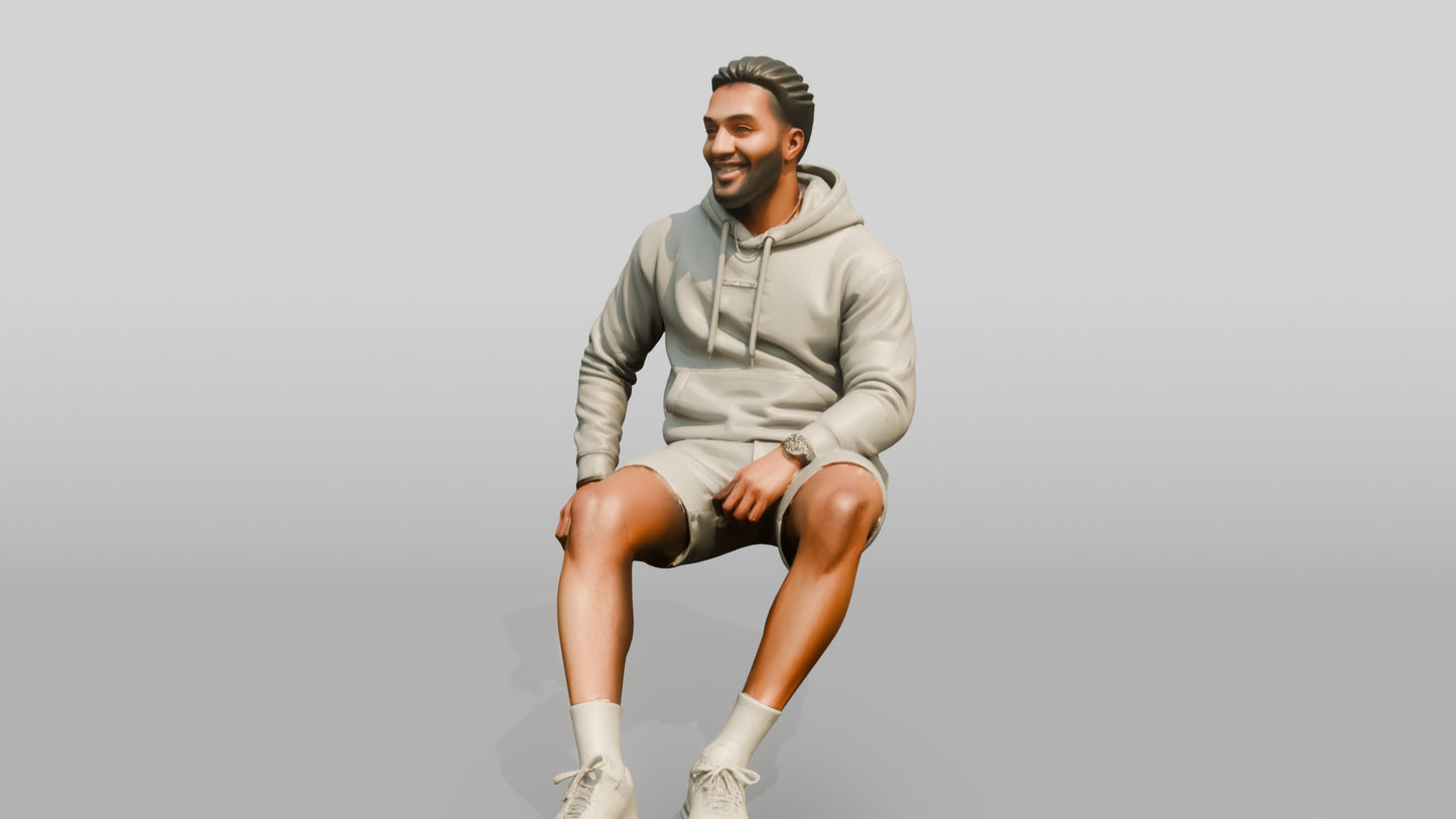 African-American Man in Fleece Athleisure Set