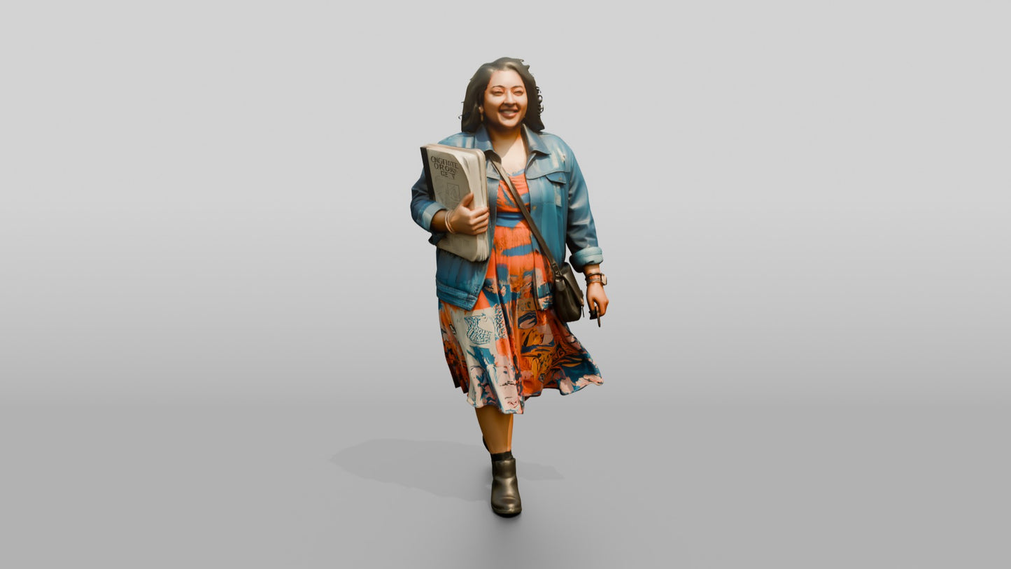 Woman Walking with a Book