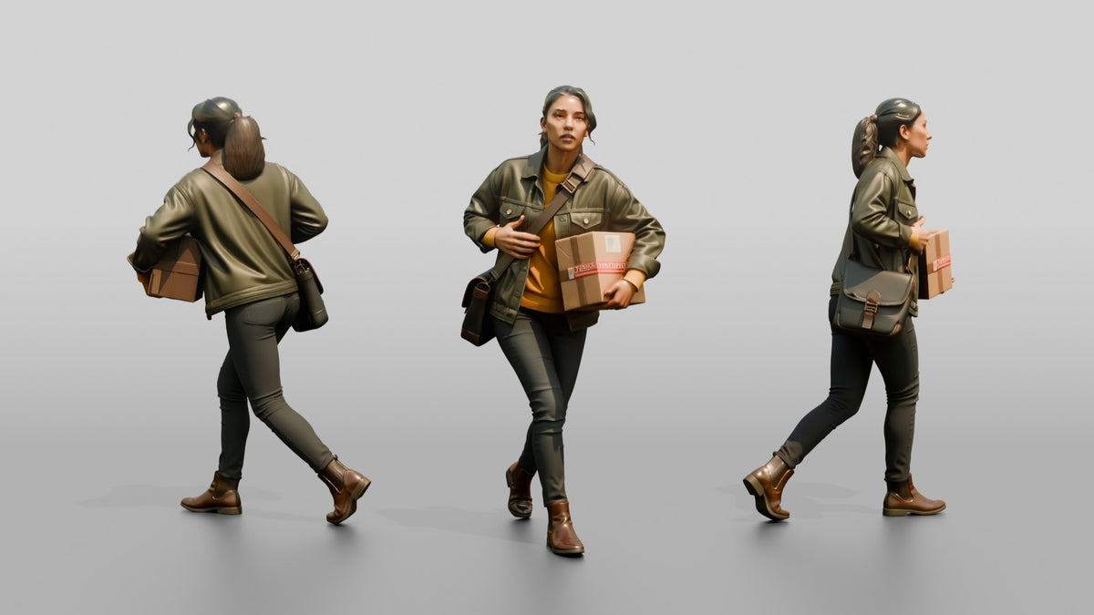 Woman Carrying Parcel - 3D character model