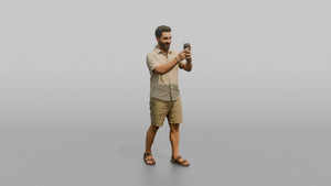 Vacationer Wearing Linen Shirt And Shorts - 3D character model, view 1