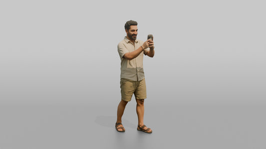 Vacationer Wearing Linen Shirt And Shorts - 3D character model, view 1