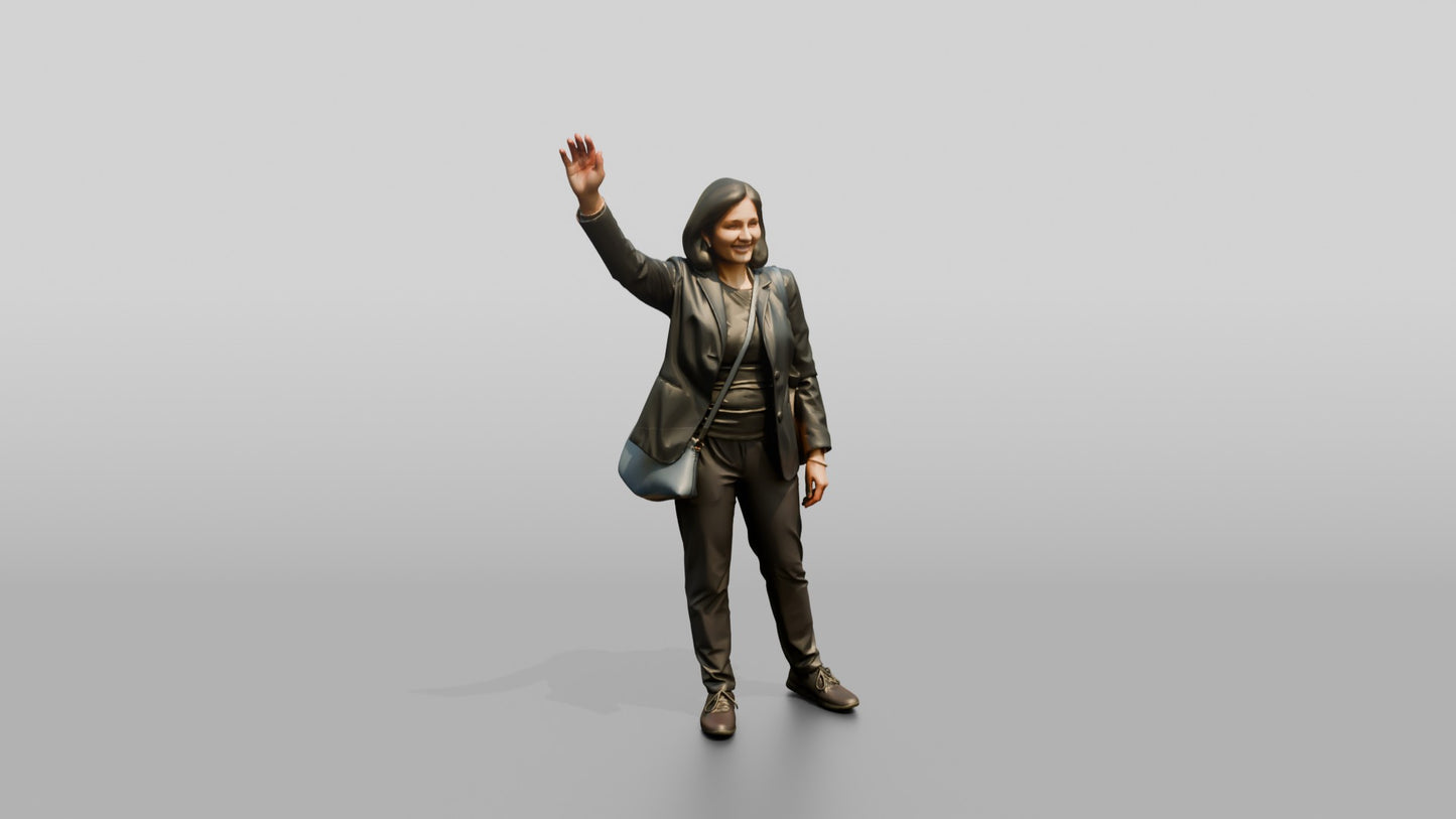 Indian Woman in Waterproof Blazer Hailing a Taxi