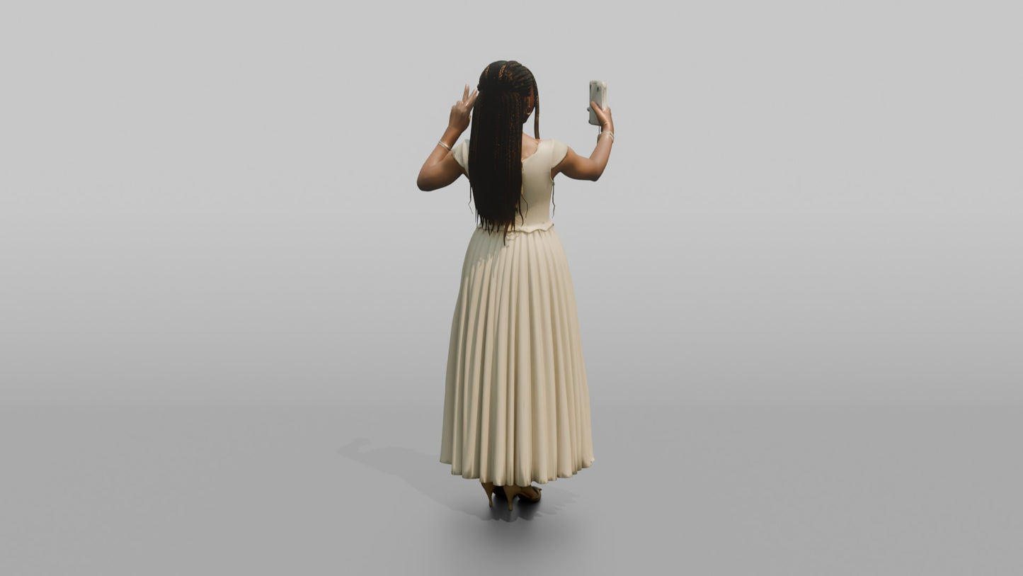Teenage Wedding Guest Taking a Peace-Sign Photo