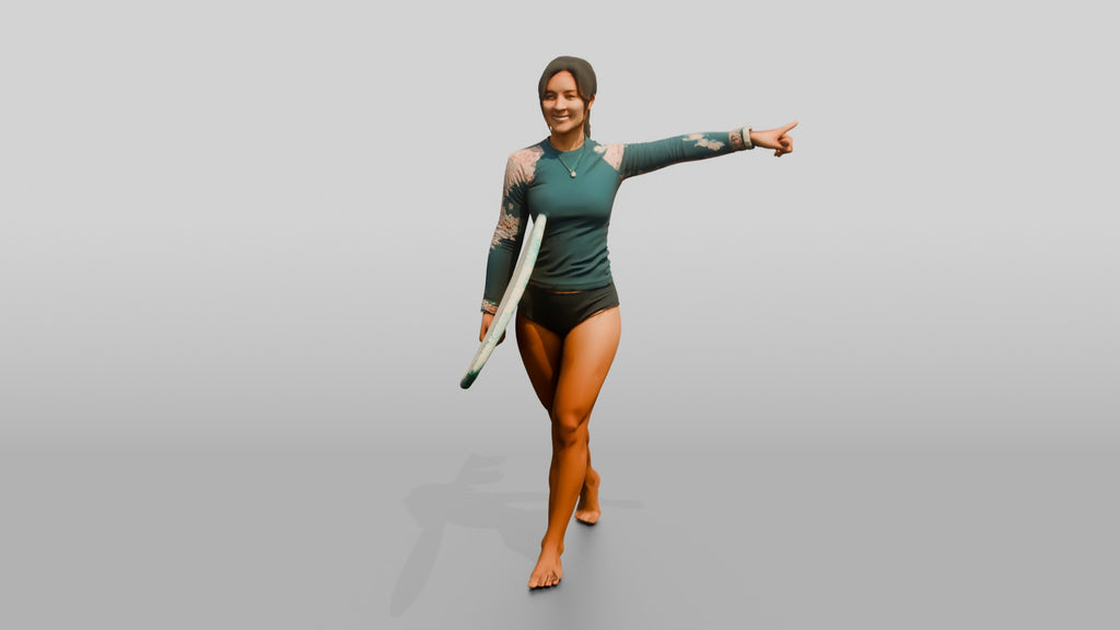 Woman Carrying Surfboard Toward the Waves