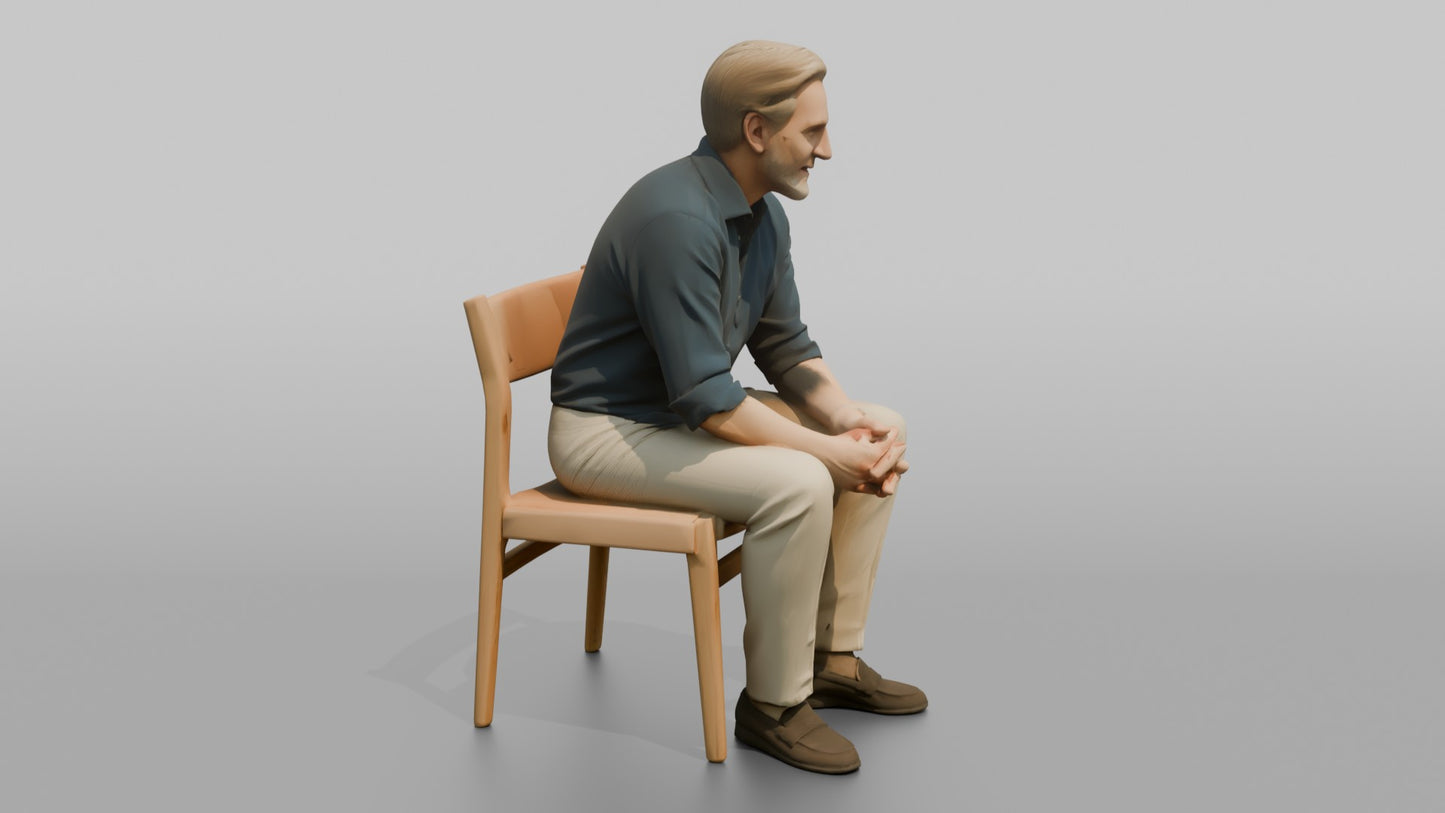 British Gentleman Seated in Linen Trousers and a Polo Shirt