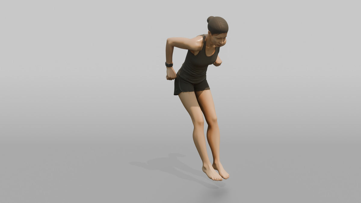 Bodyweight Athlete Woman Mid-rep Of A Tricep Dip - 3D character model, view 2