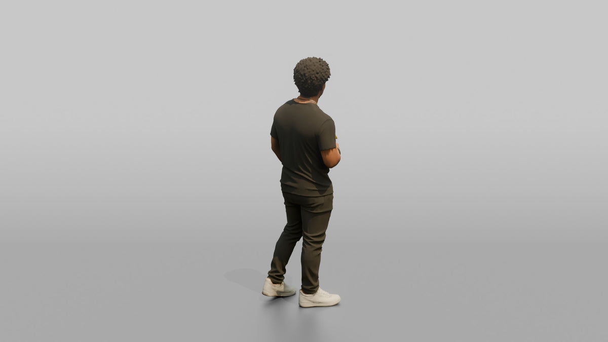 Patron Man Striking A Pose With A Colorful Drink In Hand, Urban Streetwear - 3D character model, view 3