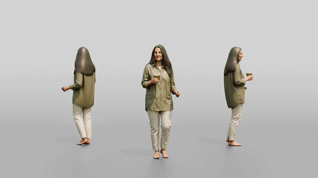 Woman Holding a Bottle in Olive