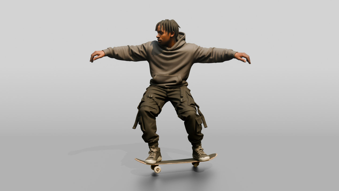 Skateboarder Man Balancing Trick Pose