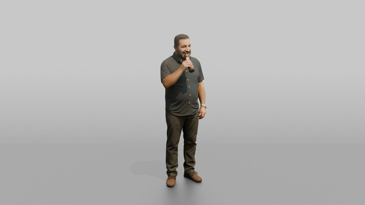 Patron Man Standing With A Beer Bottle In One Hand - 3D character model