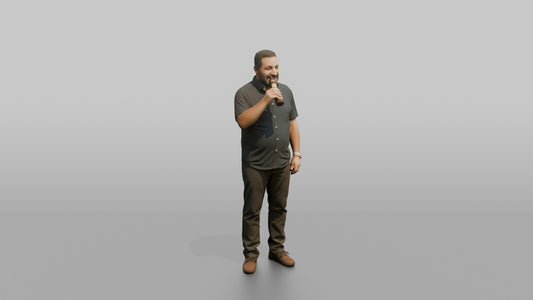 Patron Man Standing With A Beer Bottle In One Hand - 3D character model