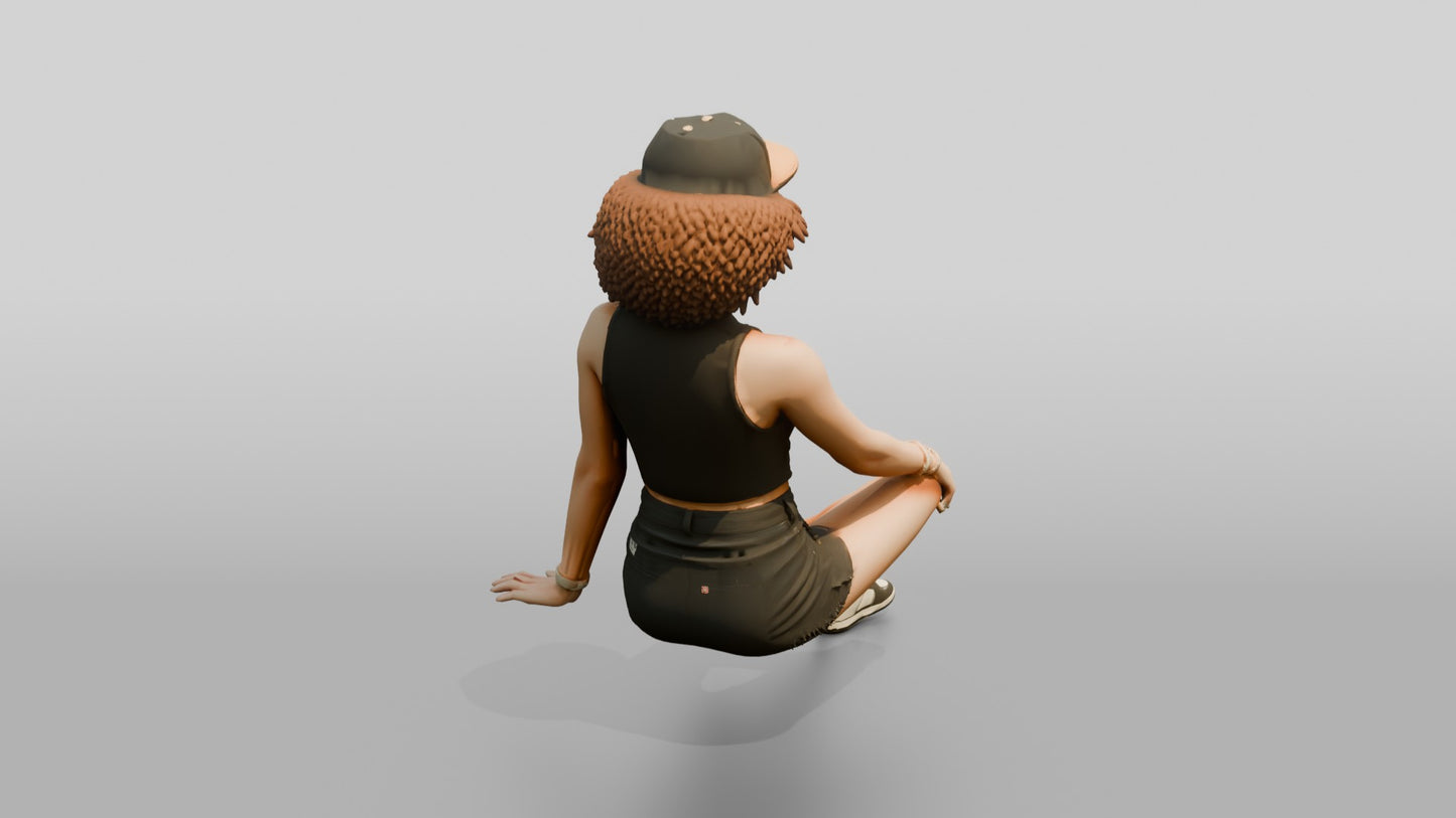 African-American Woman in Graphic Crop Top